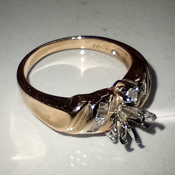 14Kt Yellow Gold 1/3-Carat Diamond 5mm Round Semi-Mount Marriage Ring - Picture 6 of 6